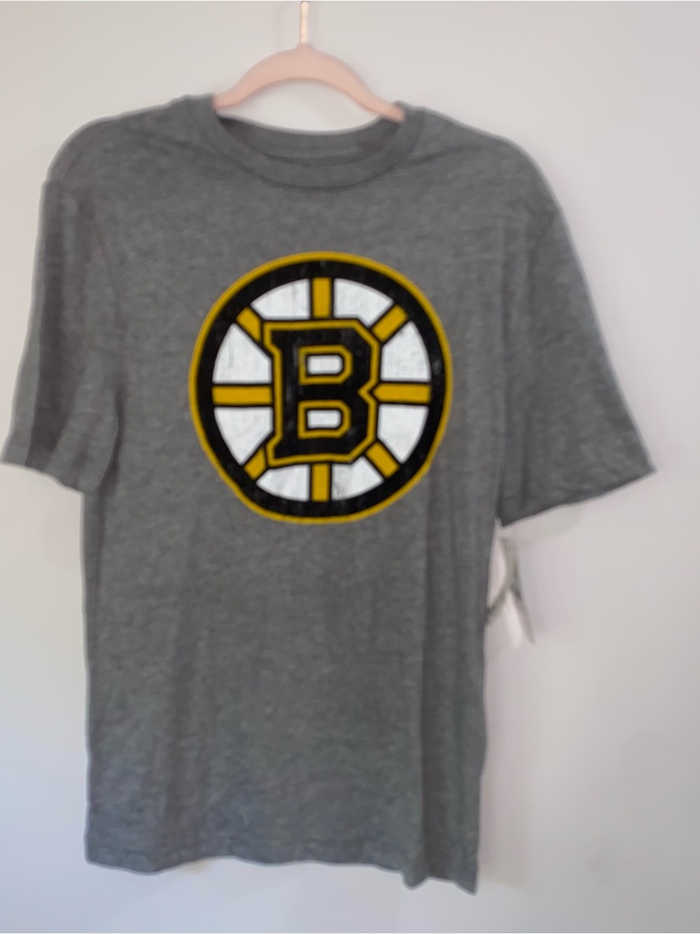 Boston Bruins Men's Small  T-Shirt Team Logo NHL Hockey Heather Grey NWT